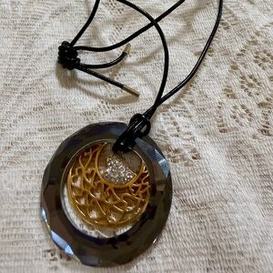 Gorgeous Medallion Heart in Faceted Crystal Necklace with gift box or bag